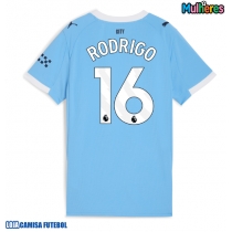 Camisa de Futebol Manchester City Rodri Hernandez #16 Equipamento Principal Mulheres 2025-26 Manga Curta